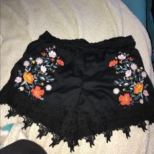 Black floral shorts